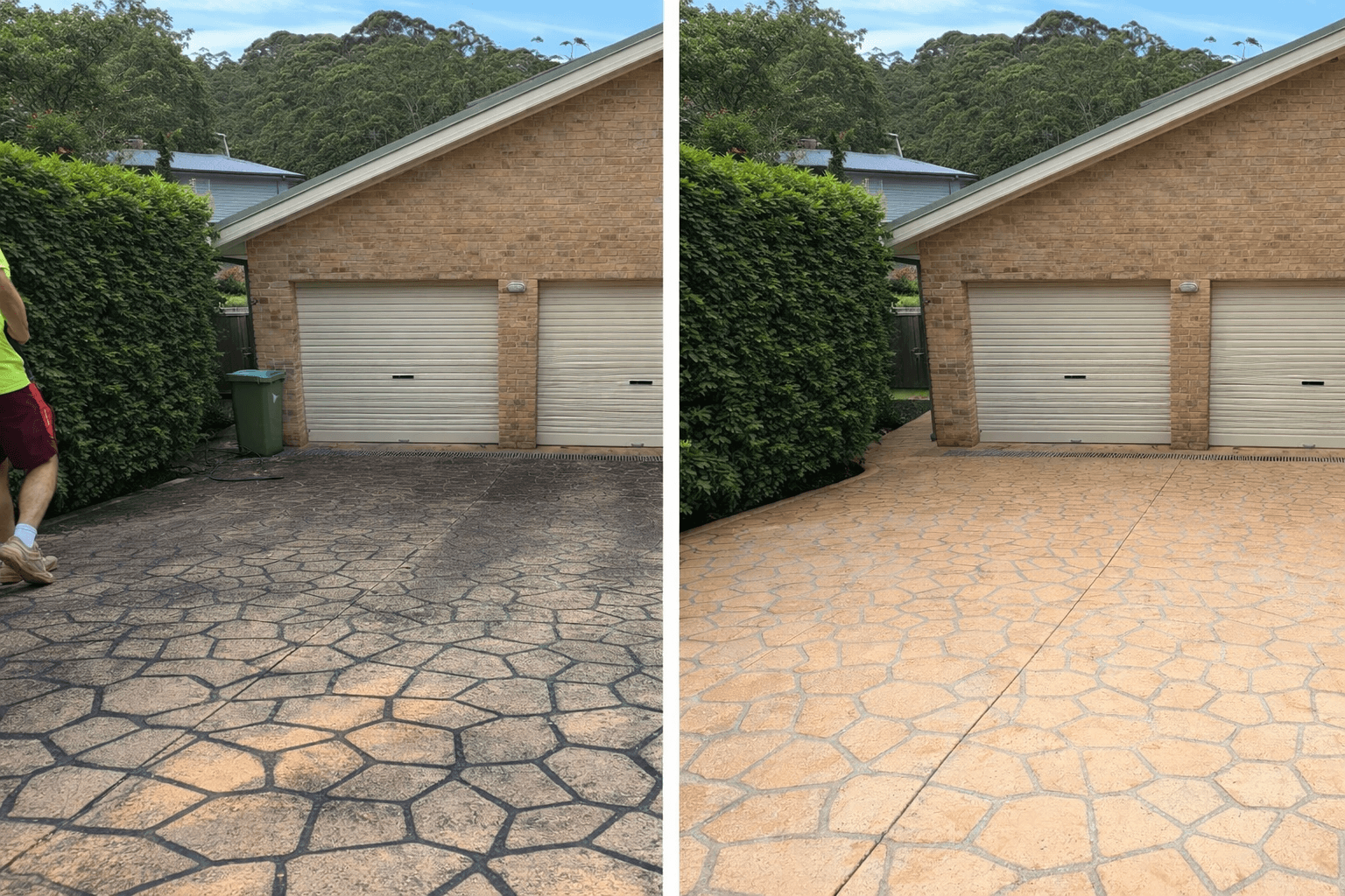 driveway pressure cleaning before and after